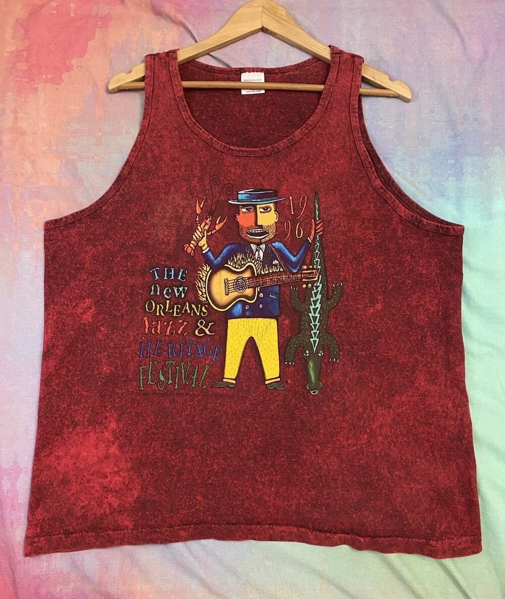 Vintage 90s New Orleans Jazz Fest Tank Top USA Single Stitch 1996 Festival Sz XL